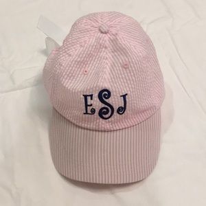 Monogrammed Pink seersucker hat